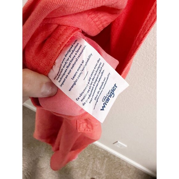 Wrangler Womens Casey Jones Flare Denim Bib Overall Raw Hem Poppy Red Large - Picture 7 of 8